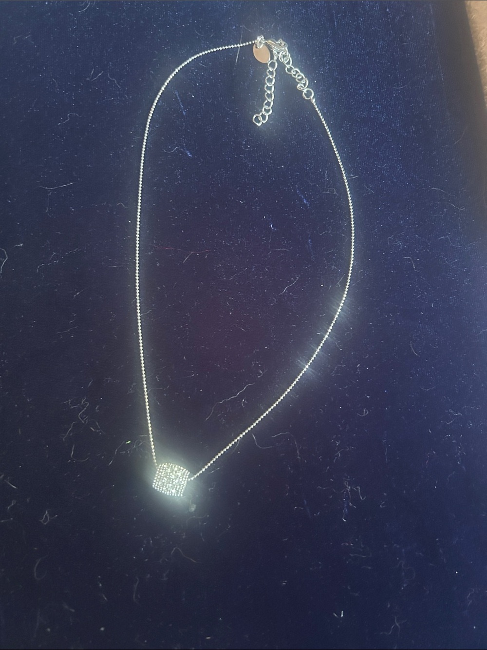 Lia Sophia Silver Pavé Cube Pendant Necklace